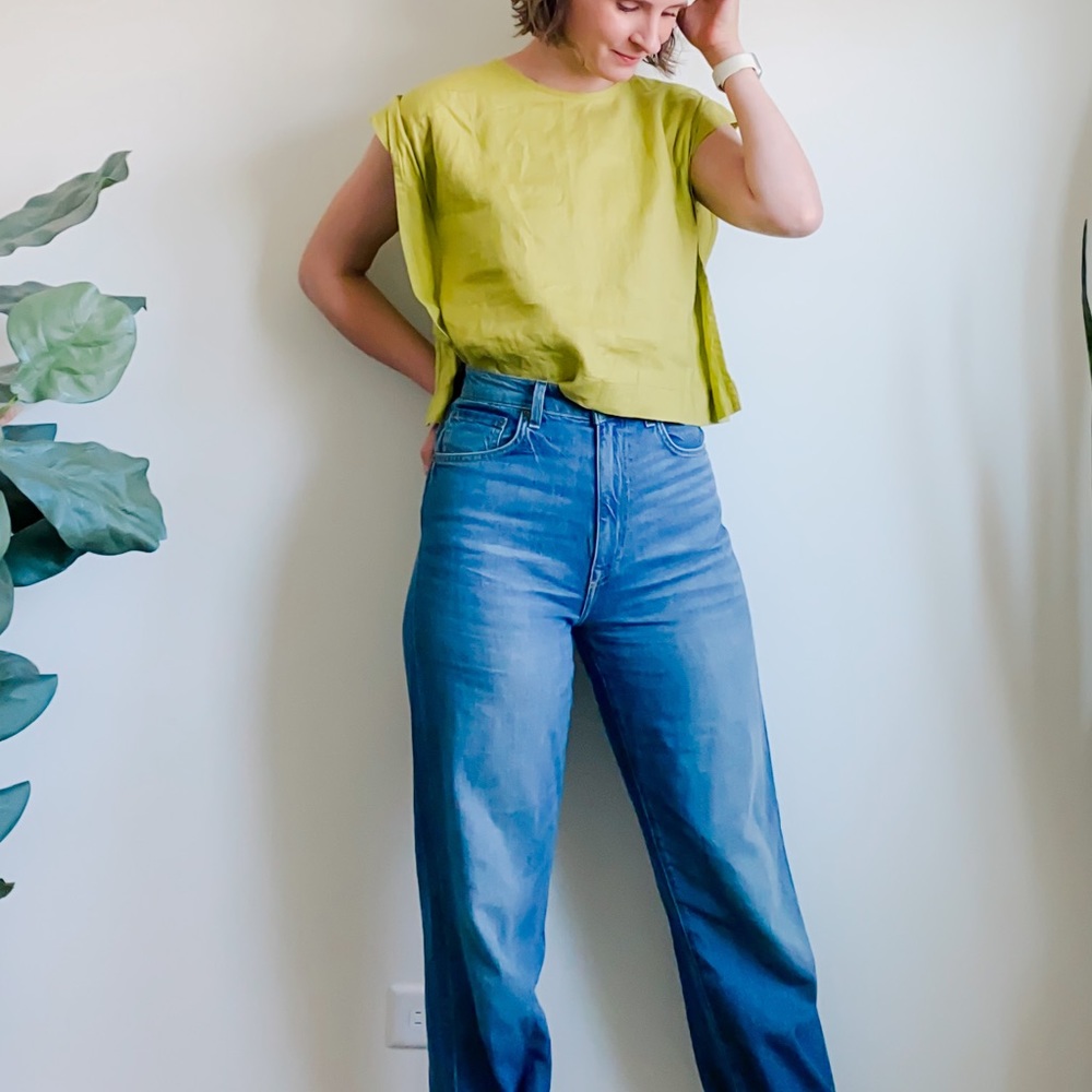 Pamut Apparel Pistachio Linen Top Size Small